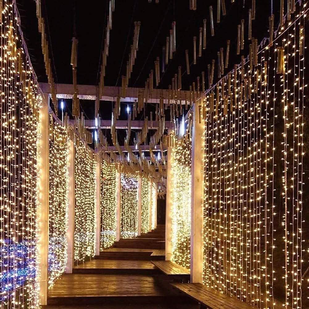 Guirlande Lumineuse à LED 300 Lumières Rideau Étoilé Blanc Chaud