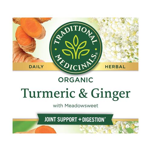 Thé Curcuma, Reine-des-prés et Gingembre Traditional Medicinals, 16 sachets.