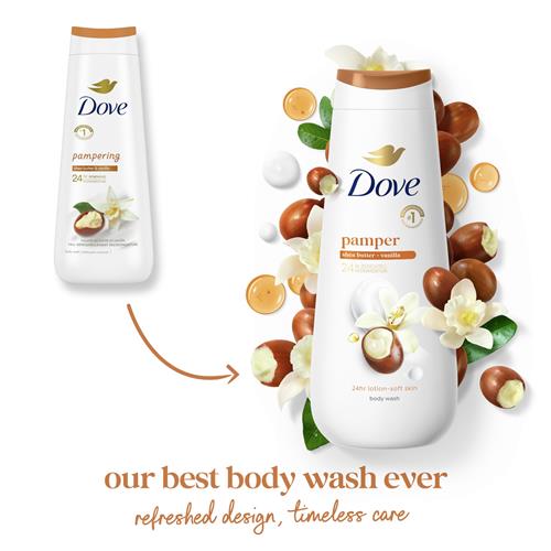 Nettoyant corporel Dove Beurre de karité et vanille pour une peau douce et hydratée pendant 24 heures, sans sulfates, sans parabènes, 591 ml