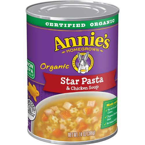 Soupe biologique au poulet et pâtes en forme d'étoiles Annie'S, en conserve, prête à servir, 14 oz