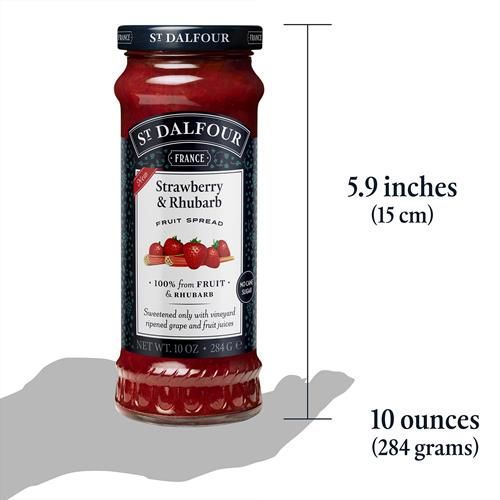 Confiture de fruits fraise et rhubarbe St. Dalfour - 280 g - 100 % fruits et rhubarbe, sans ingrédients artificiels, sans OGM, sans sucres de canne, entièrement naturelle