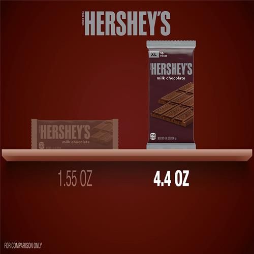 Hershey's Chocolat au lait XL, Barre de chocolat, 4.4 Oz (16 Morceaux)