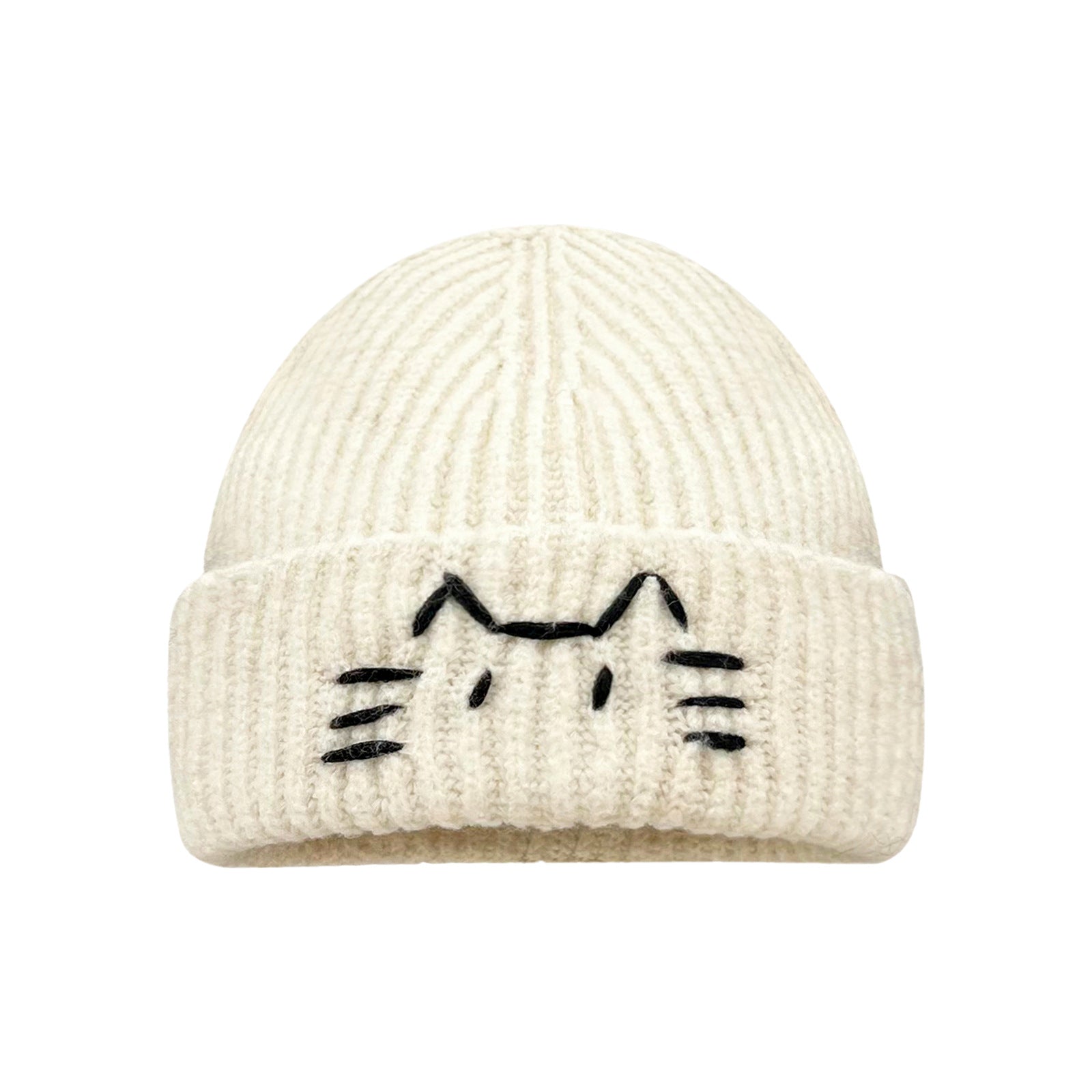 Bonnet tricoté femme motif chat mignon – Bonnet chaud automne et hiver