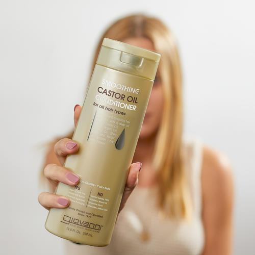 Giovanni Smoothing Castor Oil Conditioner - All Hair Types, Moisturize Hair & Scalp, Hydrate & Tame Frizz, Jojoba, Argan Oil, Coconut Oil, Shea Butter, Keratin - 13.5 Oz