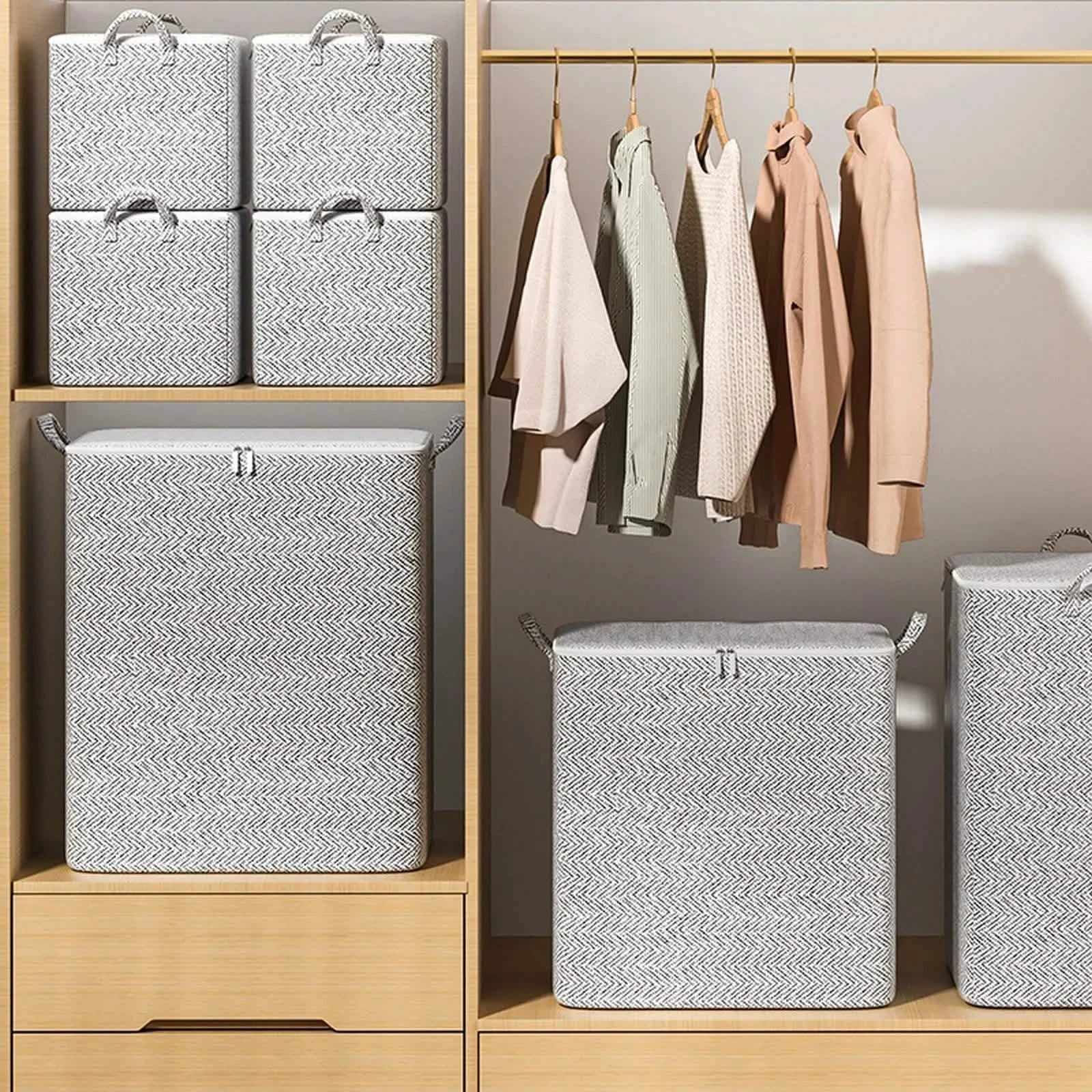 Sac de rangement pliable en tissu 30L avec poignée renforcée