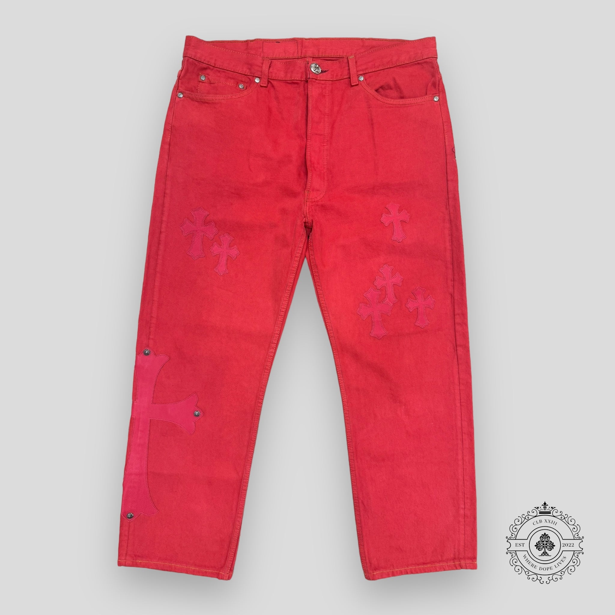 Jeans Chrome Hearts à patch Croix Rouge