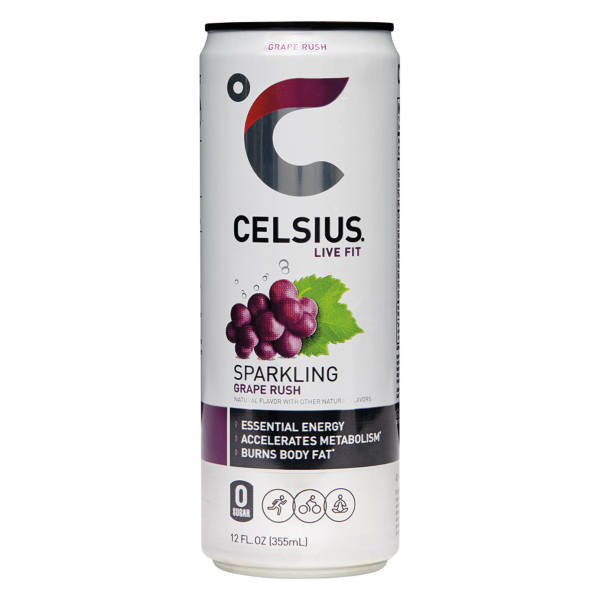 Boisson Énergisante Pétillante Celsius Sparkling Grape Rush, 355 ml