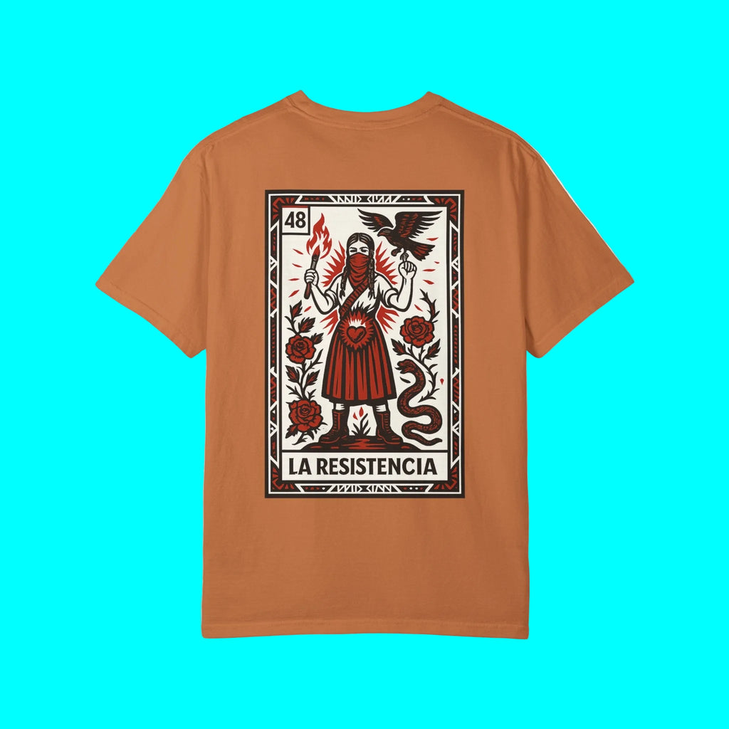 T-shirt double face La Resistencia | Chinga La Migra Édition Protestation Immigration Justice ICE | T-shirts viraux Fierté latine