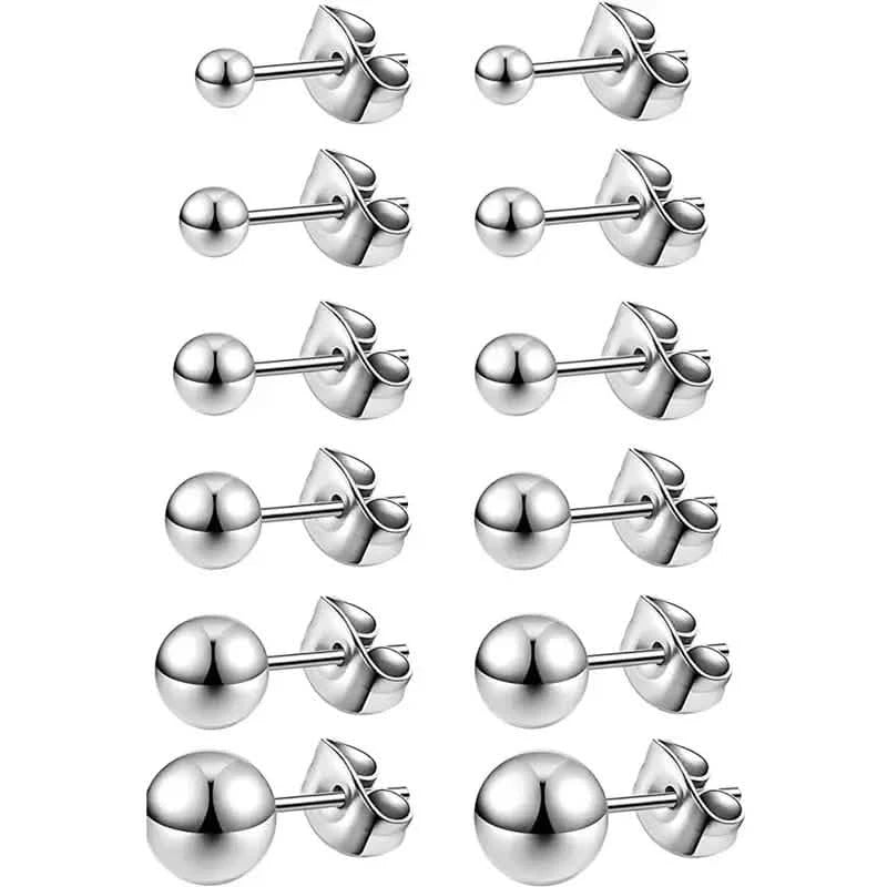 Boucles d'oreilles clous en acier inoxydable hypoallergénique en forme de boule