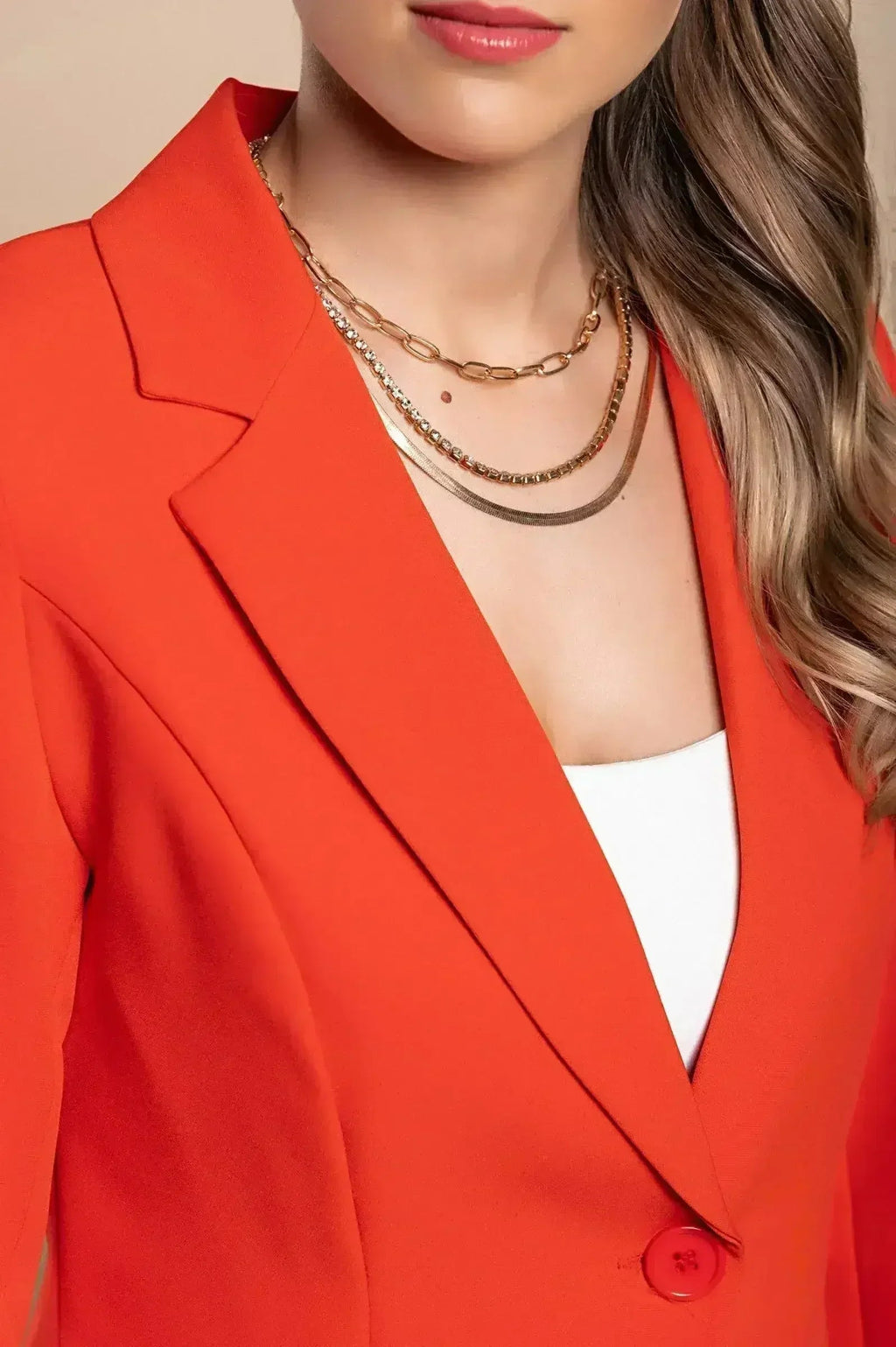 Blazer col classique Softina, rouge