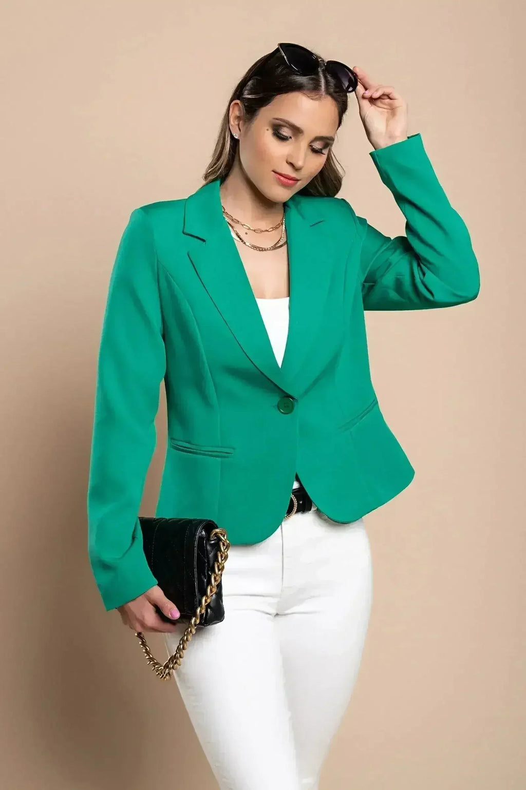 Blazer col classique Softina, vert