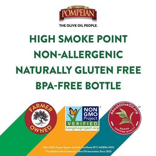 Pompeian Made Easy Huile d'Olive de Cuisson, Goût Ultra Léger, Parfait pour les Aliments Cuisinés Tels que les Brownies et les Gâteaux, Certifié par l'American Heart Association, Non-Allergène, Non-OGM, 473 ml (Paquet de 1) - Pa