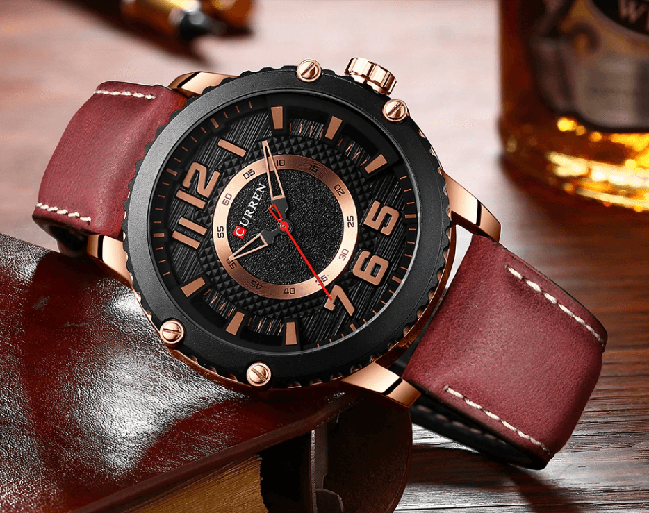 Montre Sport Étanche Homme Avec Bracelets en Cuir et Grands Chiffres Détails Design Unique Cadeau Parfait
