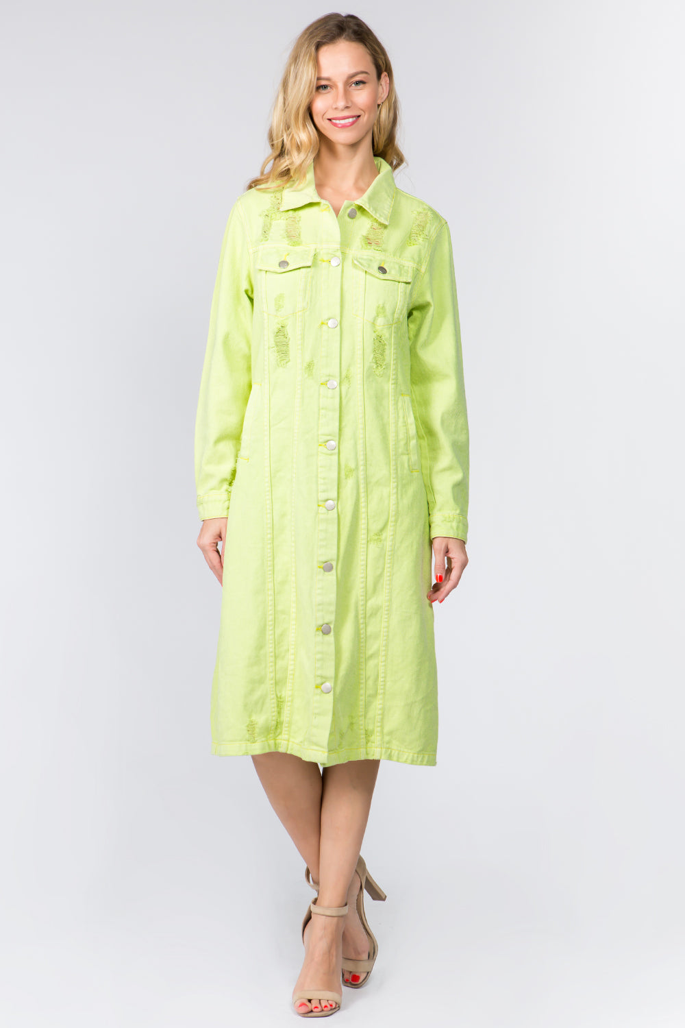 Robe en Jean Boutonnée et Délavée pour Femme – Robe Chemise en Jean, Robe Délavée, Robe Boutonnée, Robe en Jean Décontractée, Robe en Jean Vintage