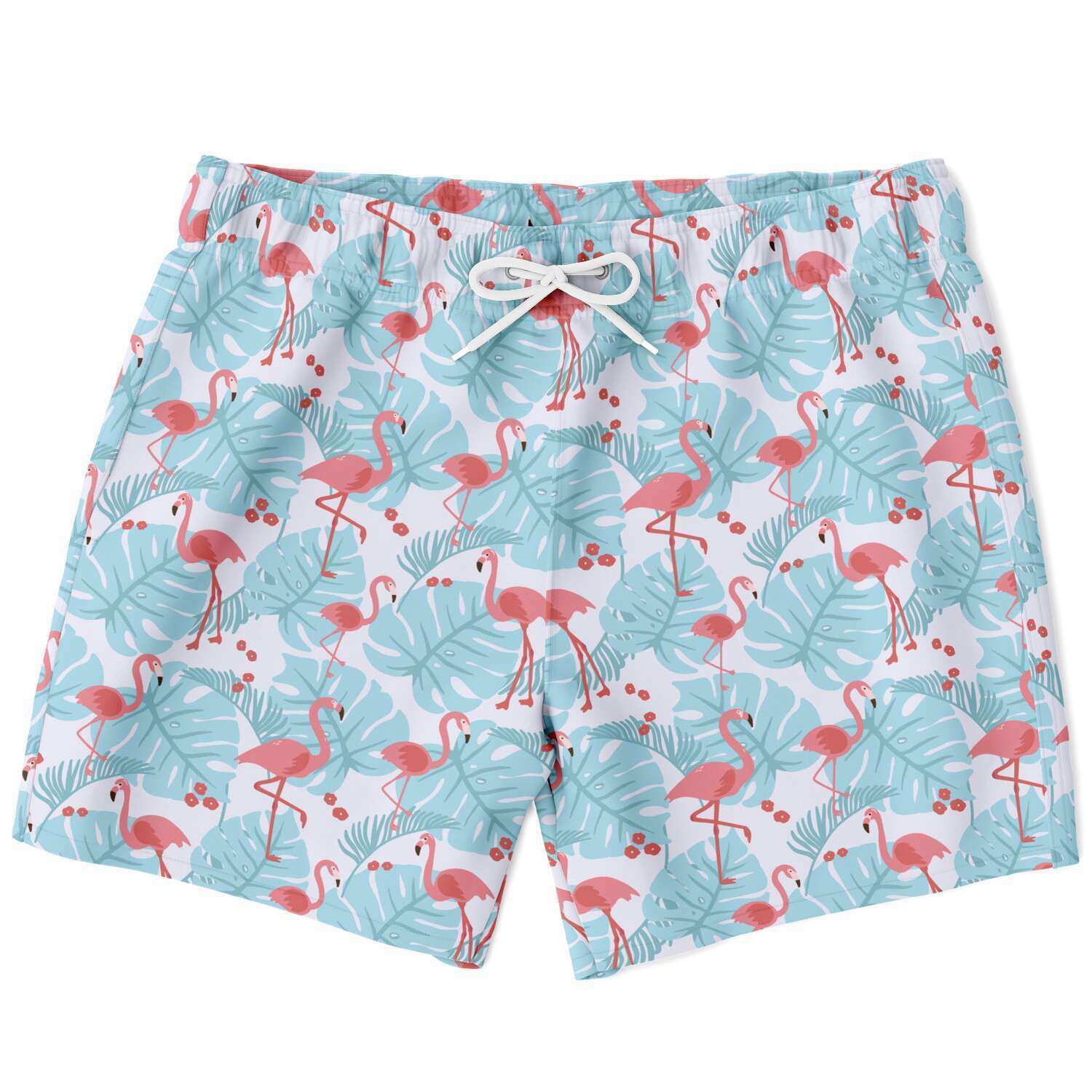 Short de bain Flamant bleu à motifs floraux