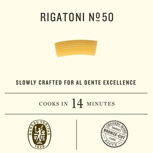Pâtes Rigatoni N.50 Rummo - Pâtes Rigatoni, Pâtes Italiennes en Tube, Pâtes Tréfilées au Bronze, Pâtes Sèches, Pâtes de Blé Dur - 340g (Paquet de 1)