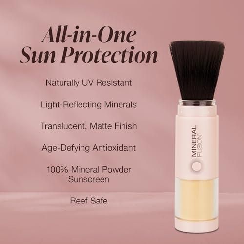 Écran solaire en poudre à brosse Mineral Fusion pour le visage, FPS 30, écran solaire minéral invisible, protection UVA UVB, non toxique et hypoallergénique, 4 g