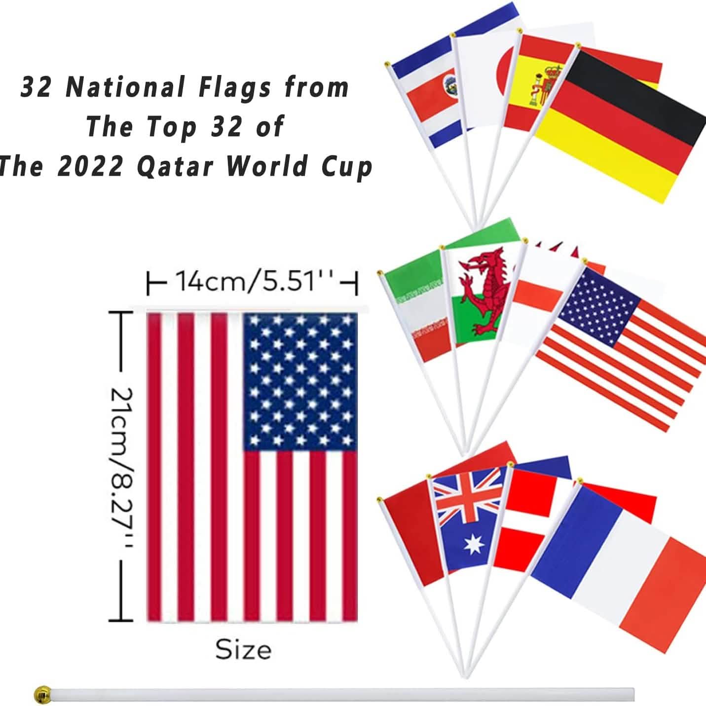 32 Pièces : Drapeaux des équipes nationales participant à la Coupe du monde 2022