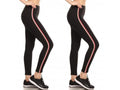Lot de 2 : Leggings à rayures latérales en mélange de coton pour femme