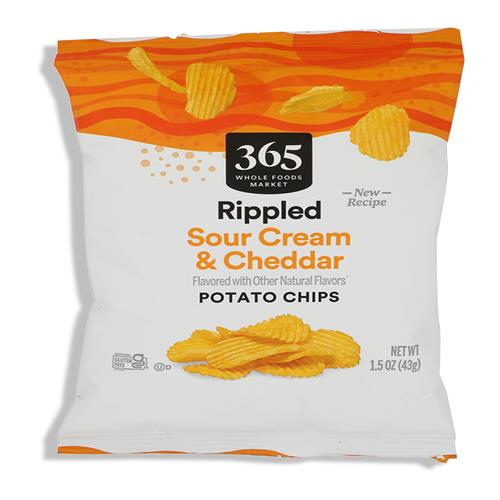 Whole Foods Market, Croustilles ondulées au cheddar et à la crème sûre, format individuel, 42 g