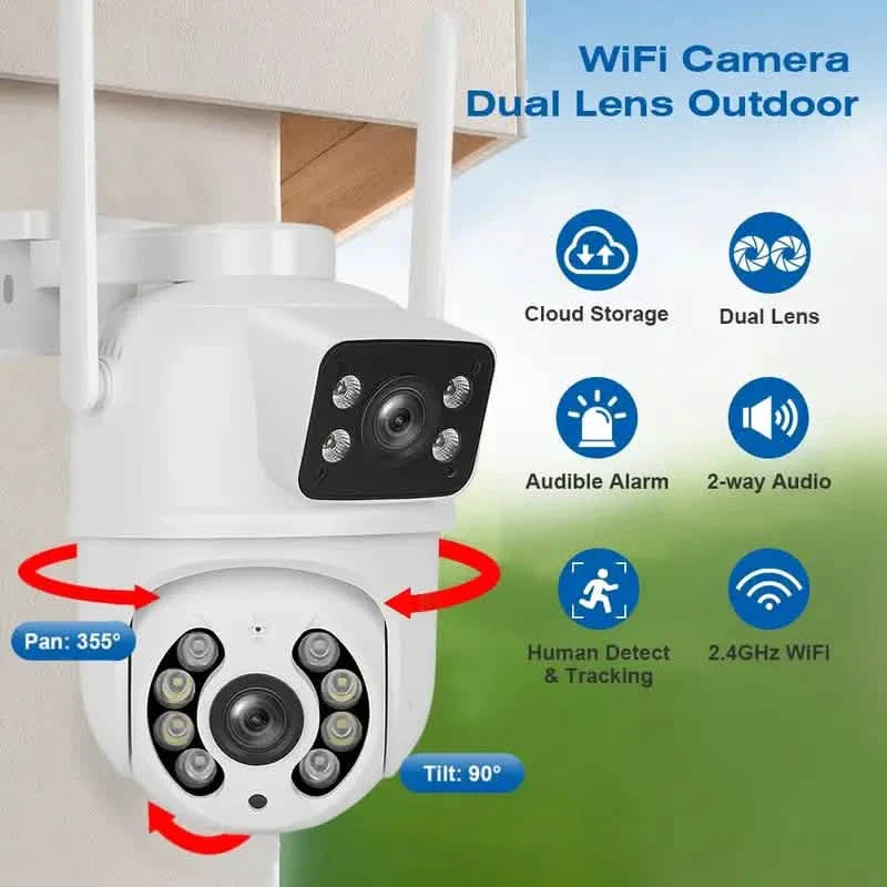Caméra de sécurité WiFi PTZ 8MP double objectif – Vision nocturne et audio bidirectionnel