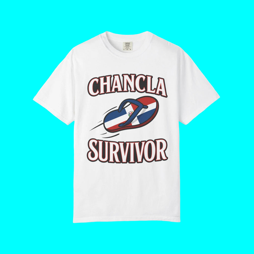 T-shirt survivant de la chancleta de la République Dominicaine | Design drôle de blague sur les chancletas Fierté latine T-shirts viraux amusants | R.D. | Unisexe