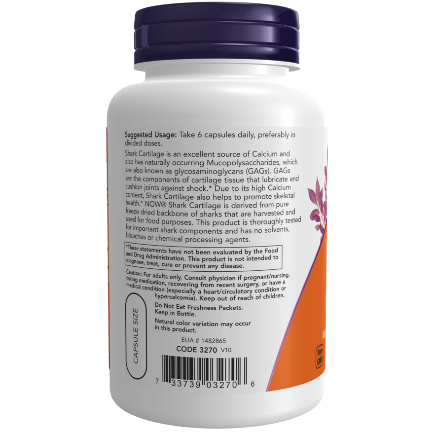 Now Foods Cartilage de Requin 750 mg 100 Gélules - 3270