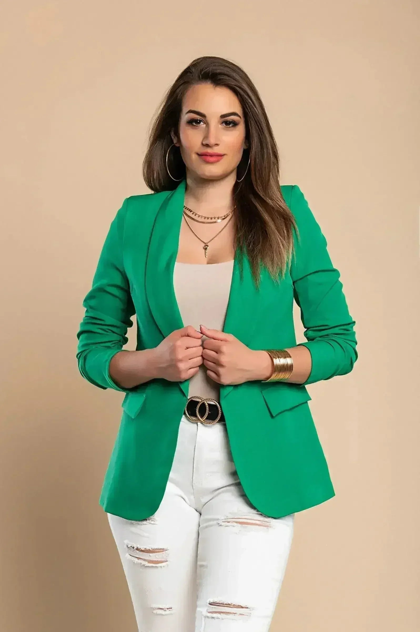 Blazer long à col classique Turina, vert