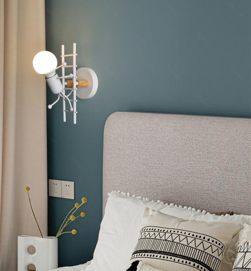 Applique Murale Moderne Rétro Dessin Animé Poupée pour Chambre d'Enfant Bébé Luminaire Nordique Décoration Éclairage Maison Applique Murale Enfant Grimpant Échelle Lampe Décoration