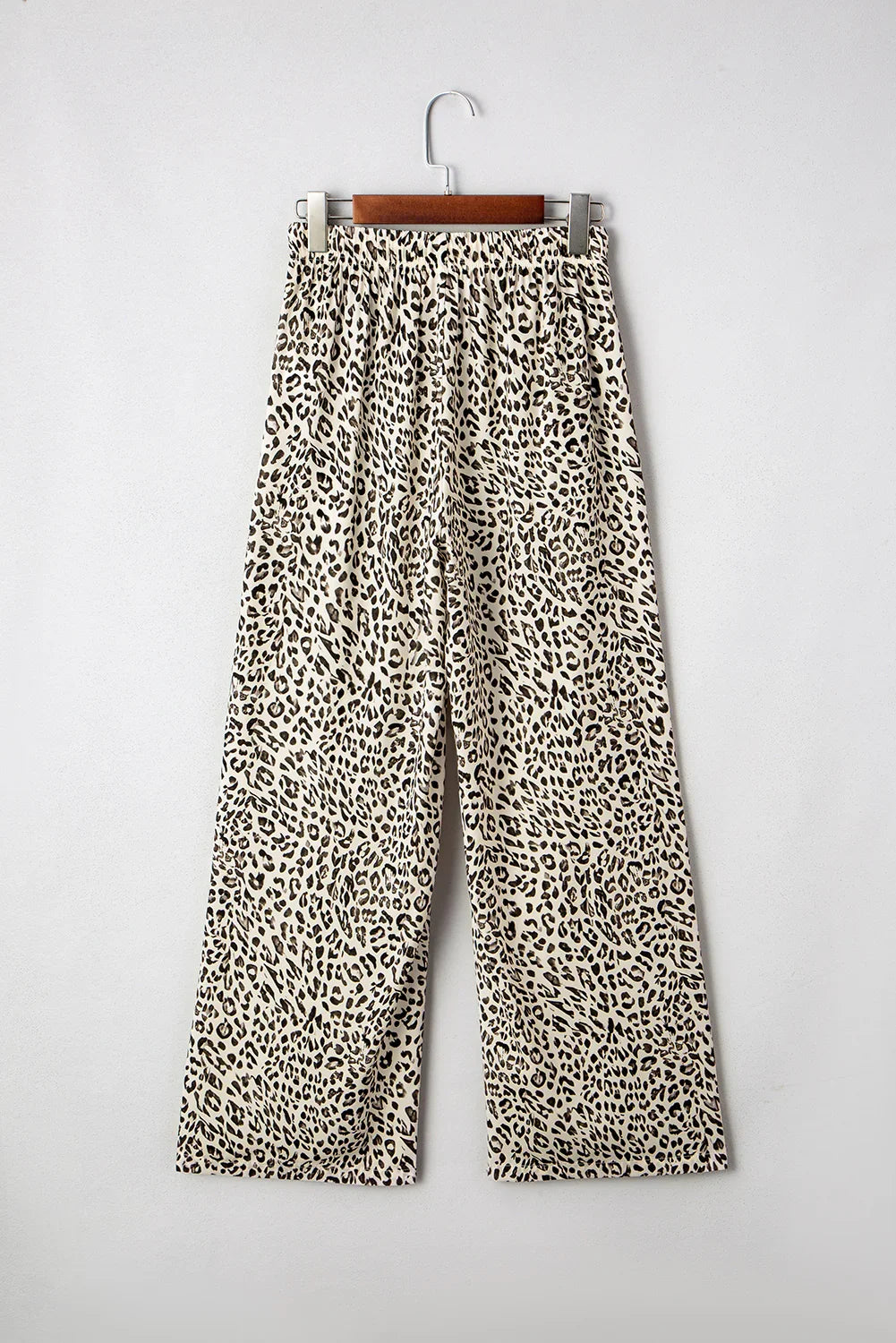Pantalon ample à cordon imprimé léopard marron