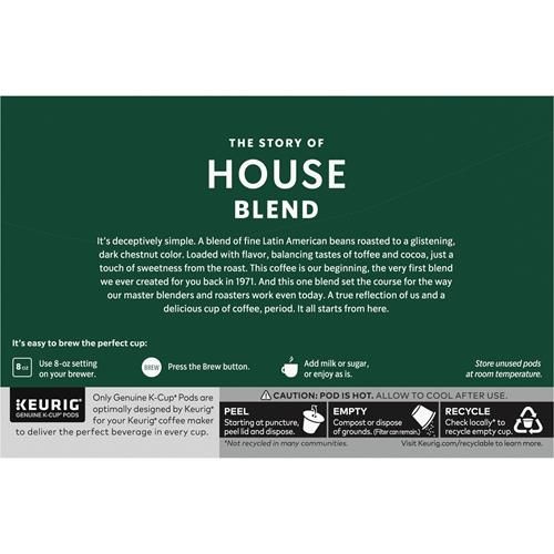 Café moulu en capsules K-Cup Starbucks, torréfaction moyenne, mélange Maison, 100 % Arabica, 1 boîte (10 capsules)
