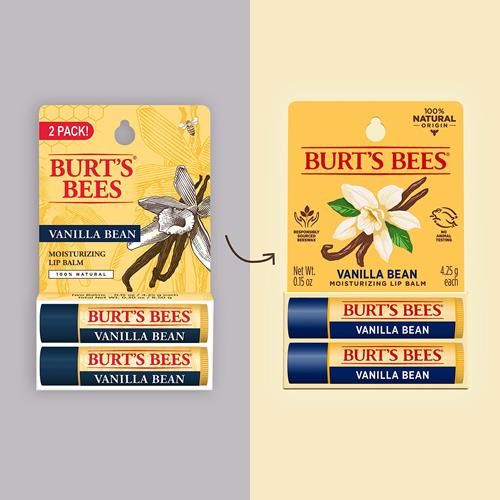 Baume à Lèvres Burt's Bees - Gousse de Vanille, Hydratant pour les Lèvres au Cire d'Abeille d'Origine Responsable, Sans Teinte, Traitement Revitalisant d'Origine Naturelle, 2 Tubes, 4,25 g.