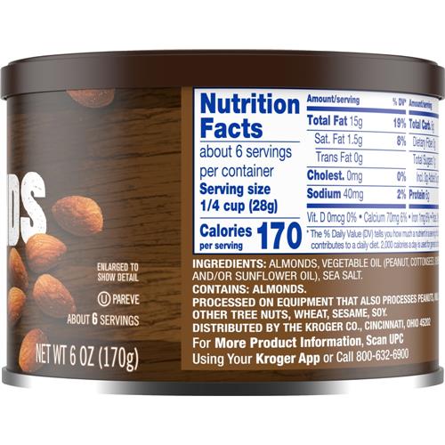Amandes rôties légèrement salées de Kroger 6 oz