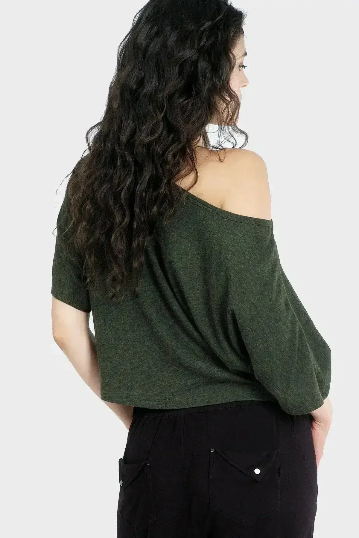 Haut court biologique Lumi - Col bateau en bambou-coton | Femstylo