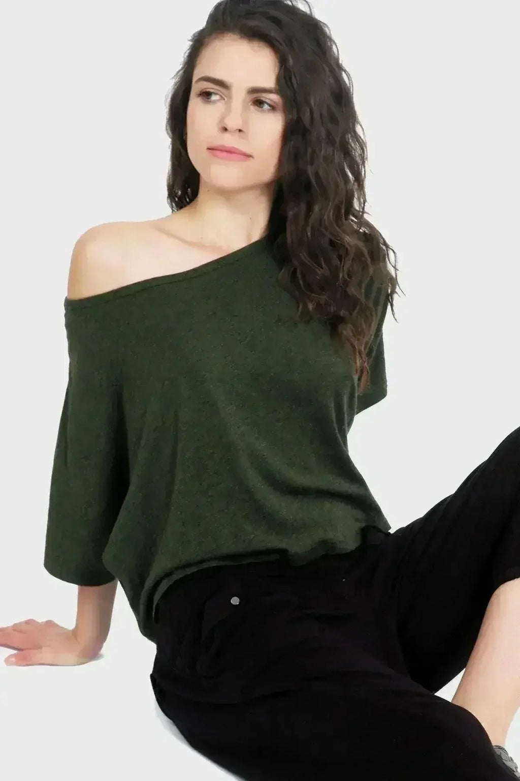 Haut court biologique Lumi - Col bateau en bambou-coton | Femstylo