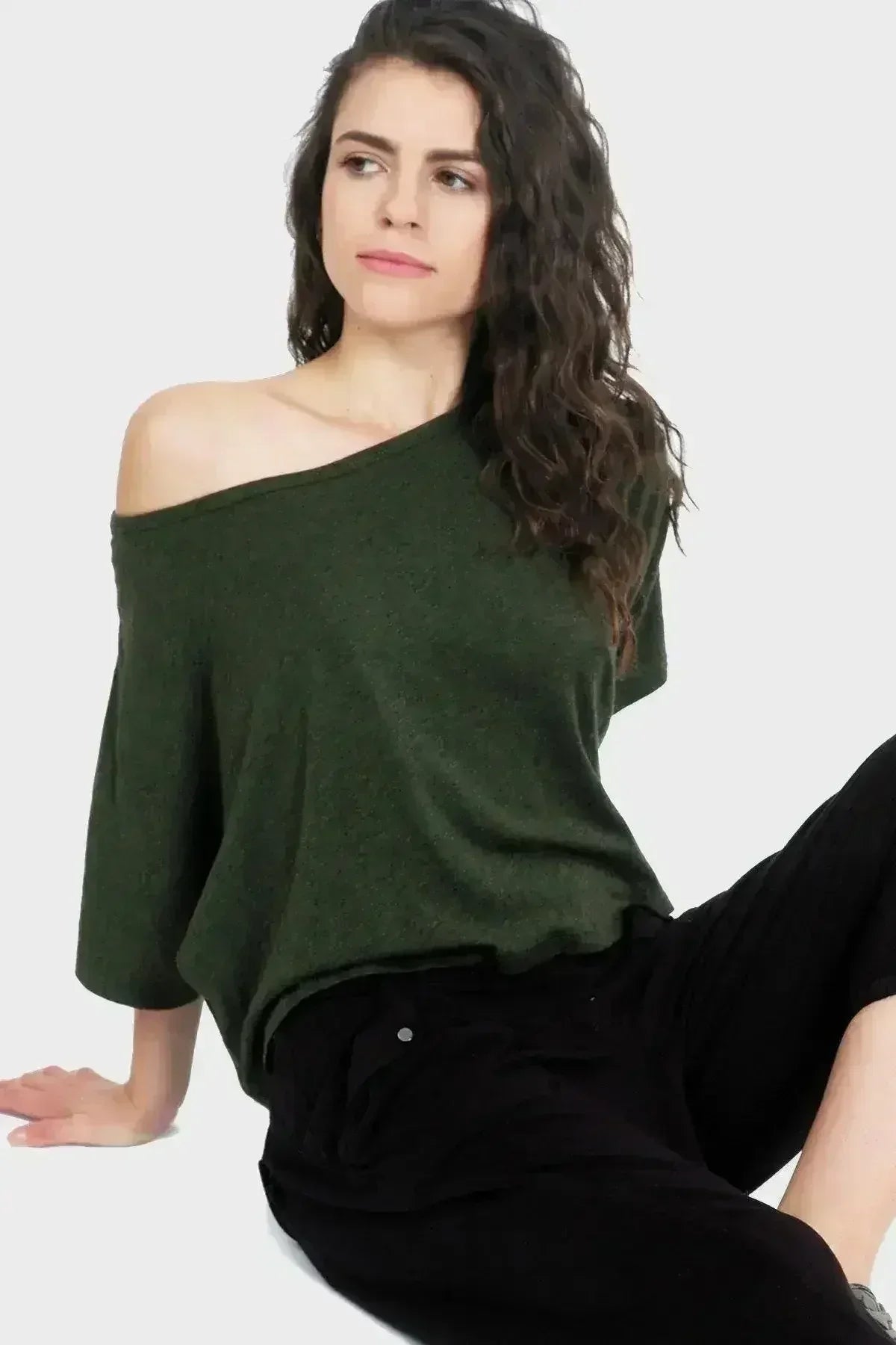 Haut court biologique Lumi - Col bateau en bambou-coton | Femstylo