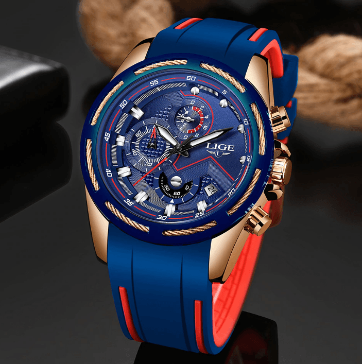Montre moderne étanche pour homme avec bracelets en caoutchouc Montres multifonctions Design unique Cadeau parfait
