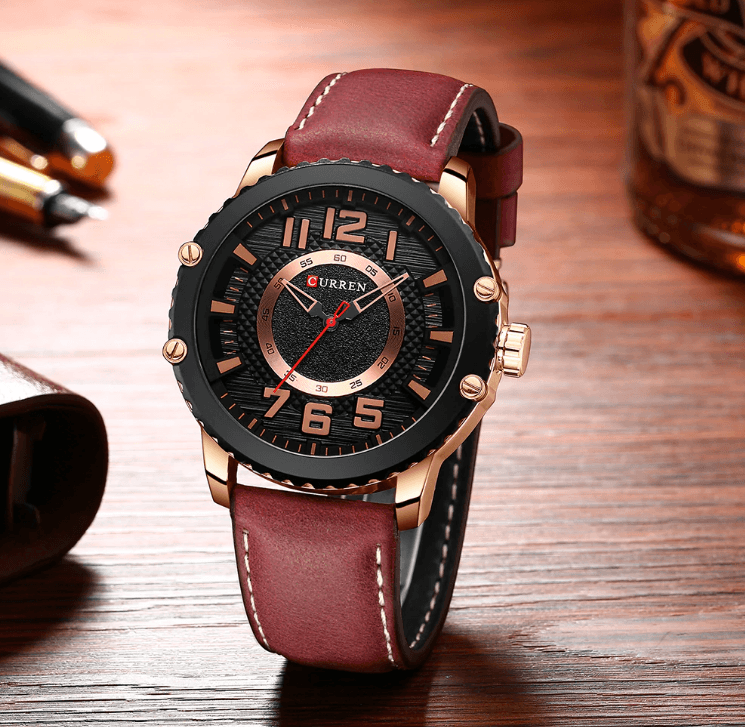 Montre Sport Étanche Homme Avec Bracelets en Cuir et Grands Chiffres Détails Design Unique Cadeau Parfait