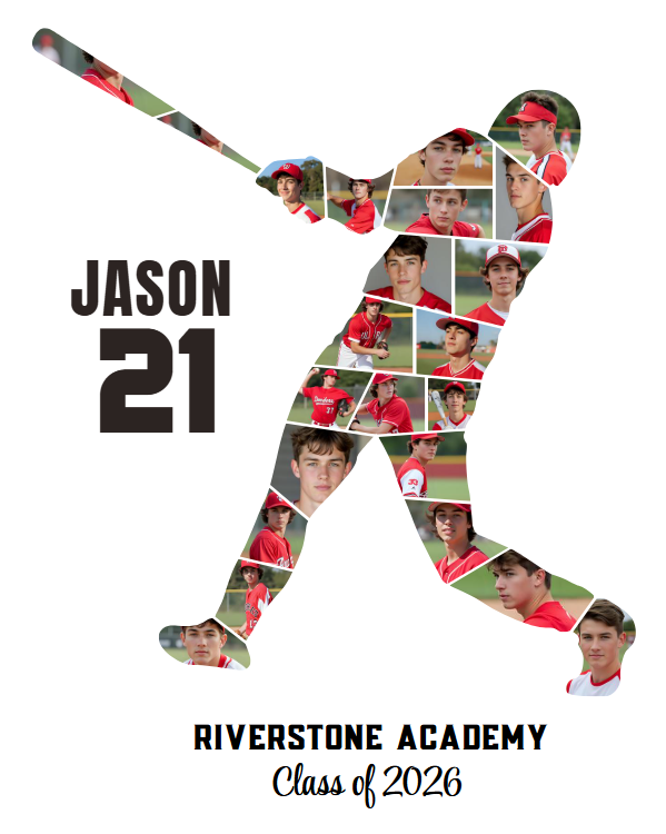 Baseball Player Photo Collage Canva Template – Customizable Memory Art