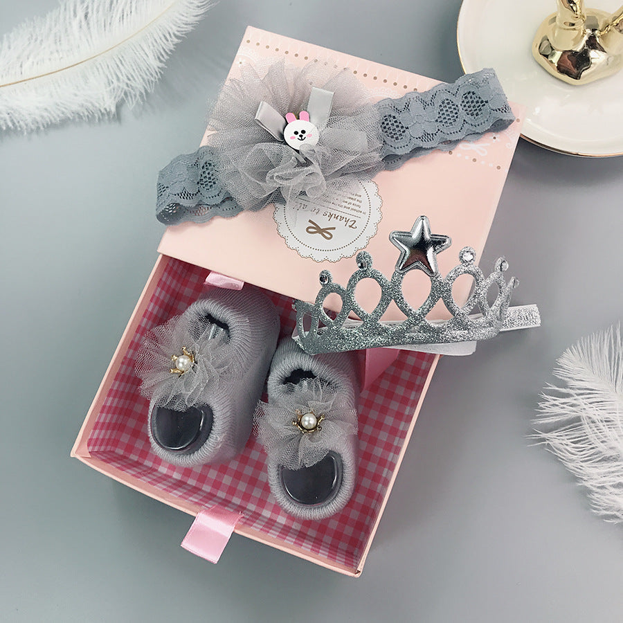 Ensemble Bandeau Chaussettes Chaussures Bébé Fille Fleur Avec Couronne Nœuds Bandeaux Nouveau-né Pour Filles Turban Accessoires Cheveux Bébé