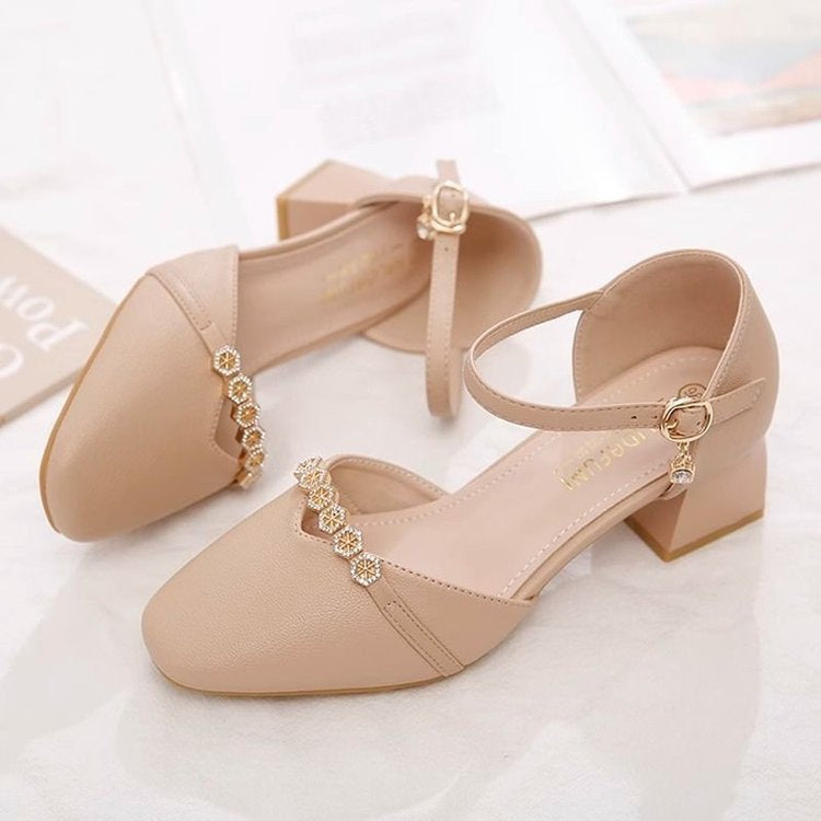 Escarpins slingback à talon moyen pour femme – Bout carré et bride à boucle