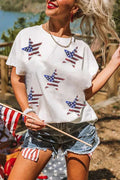 T-shirt graphique étoiles drapeau américain à paillettes noires