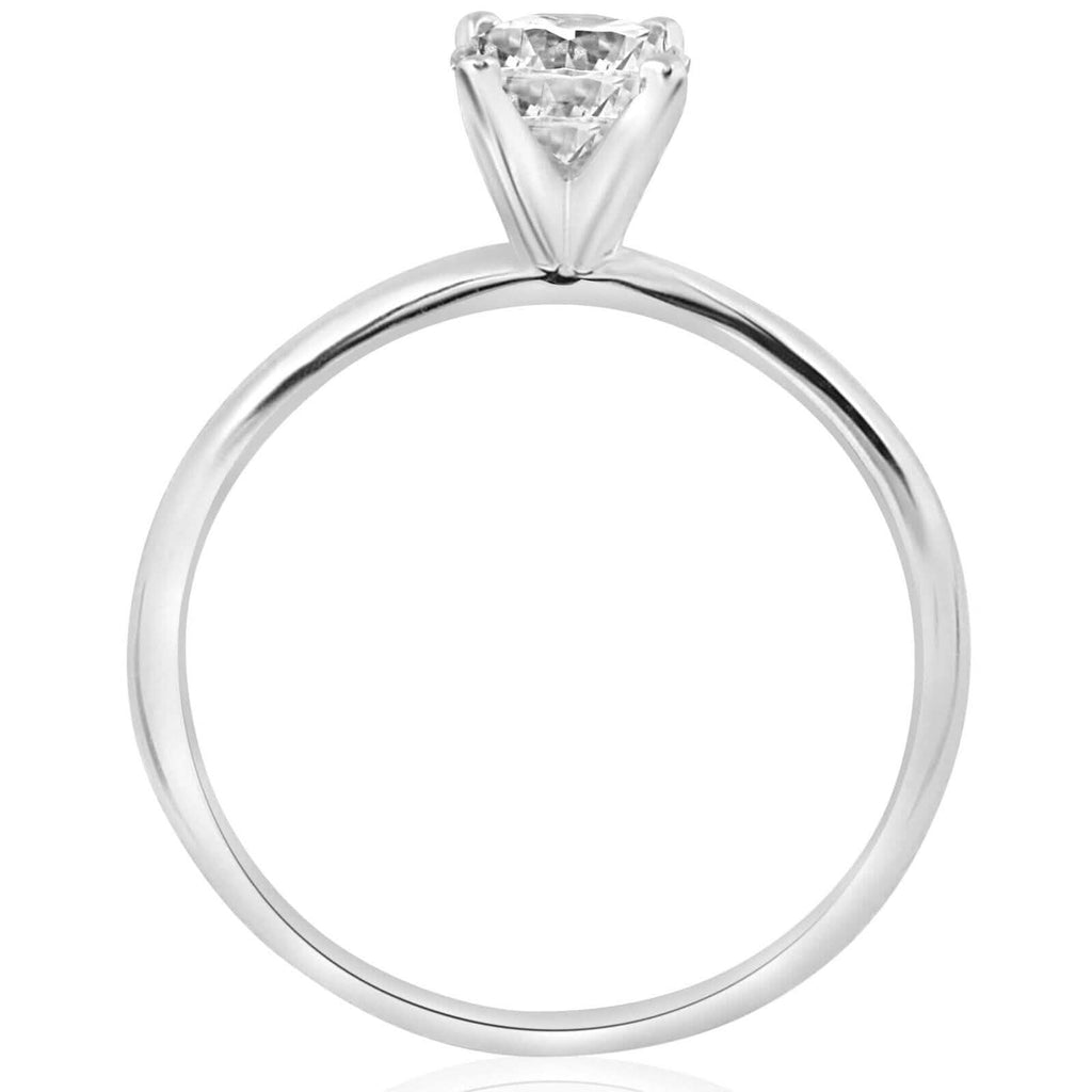 Bague de Fiançailles Solitaire 3/4 Carat Diamant Rond Naturel en Or Blanc 14 carats