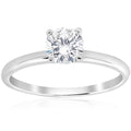 Bague de Fiançailles Solitaire 3/4 Carat Diamant Rond Naturel en Or Blanc 14 carats