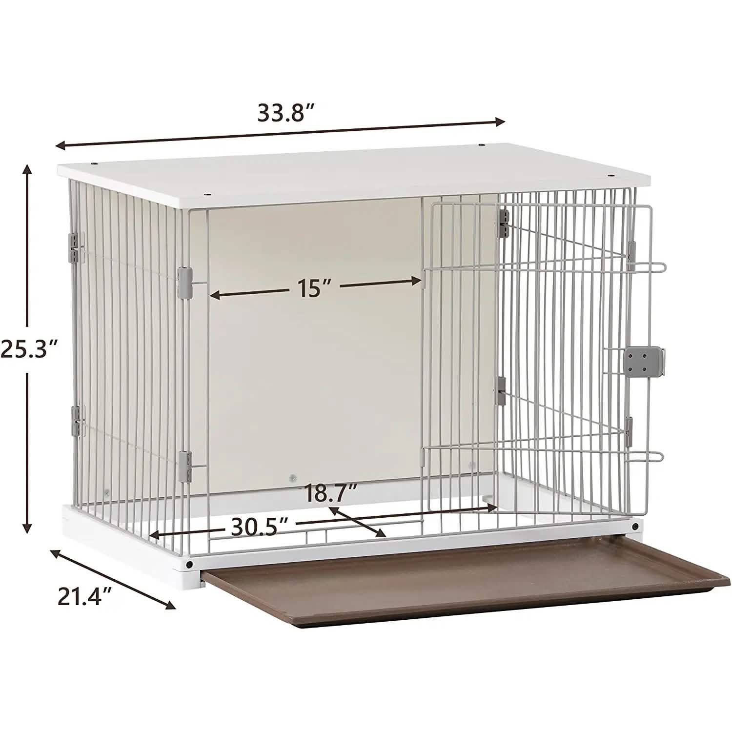 Cage élégante pour chien en bois blanc, 34 pouces de long