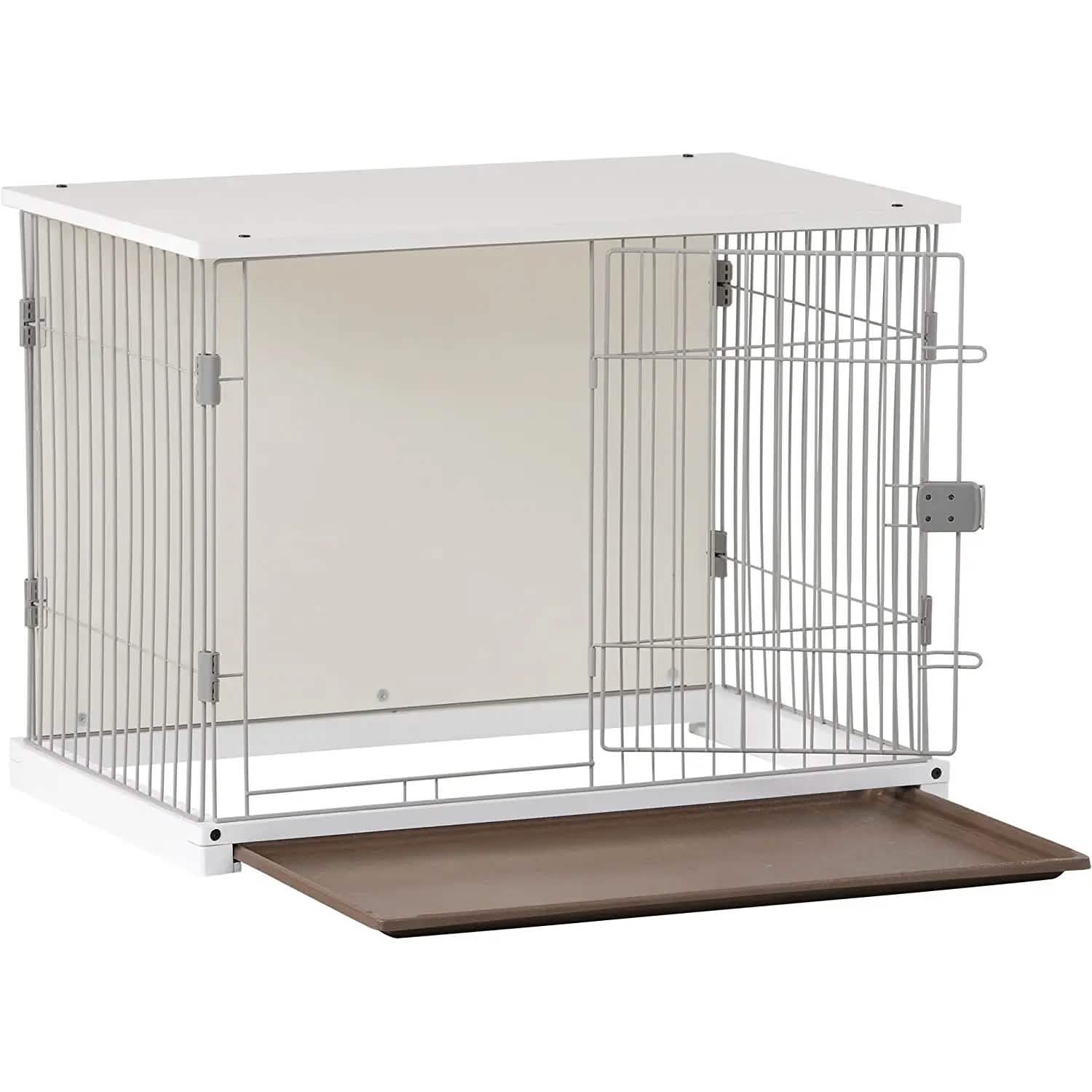 Cage élégante pour chien en bois blanc, 34 pouces de long