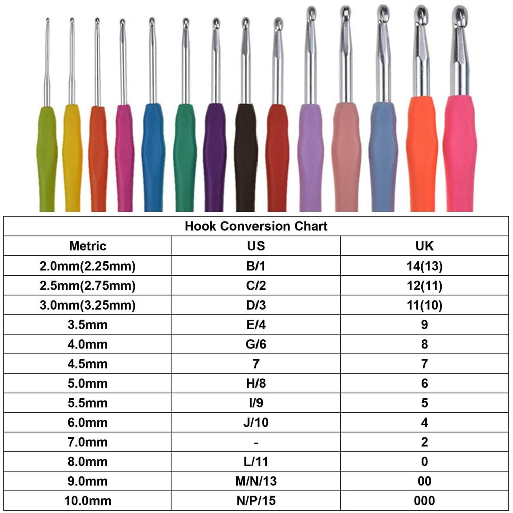 Ensemble de 34 pièces : Aiguilles à crochet à manche en aluminium Outil à tricoter