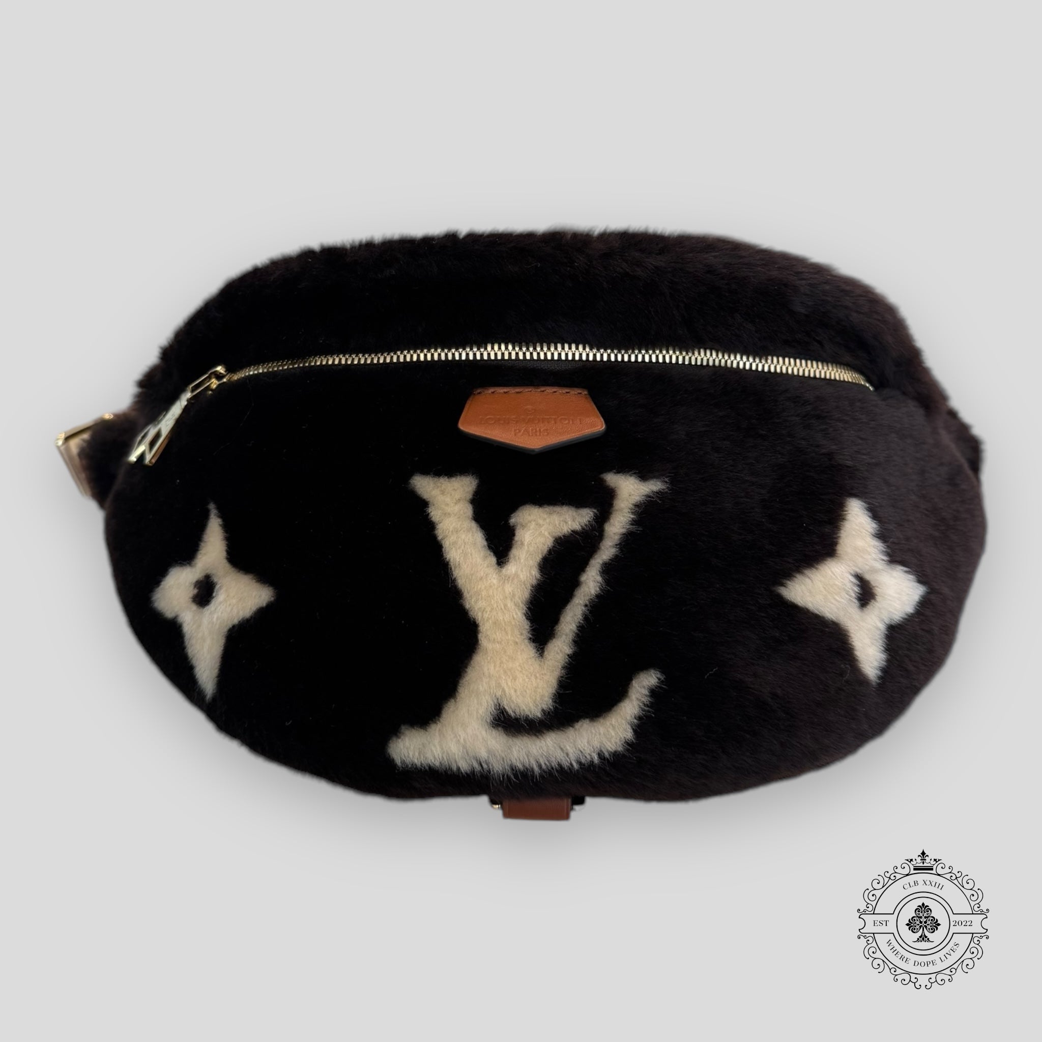 Sac Banane en Peau Lainée Chocolat Louis Vuitton
