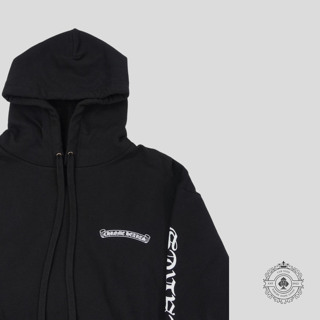 Sweat à capuche Chrome Hearts Scroll Logo noir