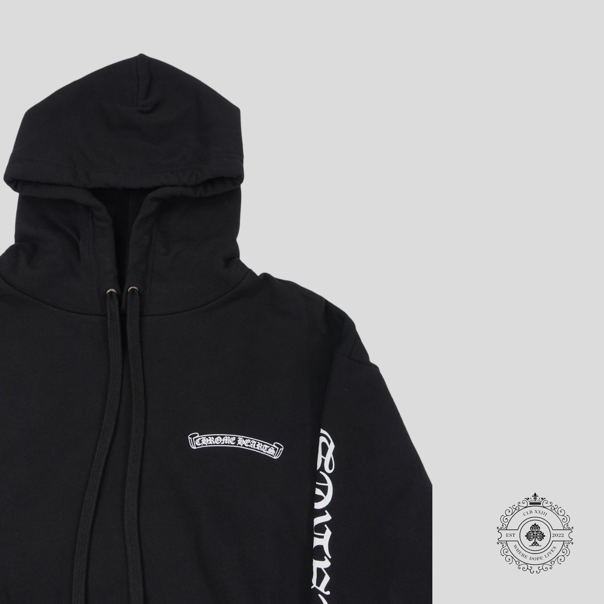 Sweat à capuche Chrome Hearts Scroll Logo noir